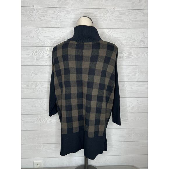 Loft Outlet black/taupe buffalo check oversize tunic sweater NWT Size Large - Picture 4 of 7
